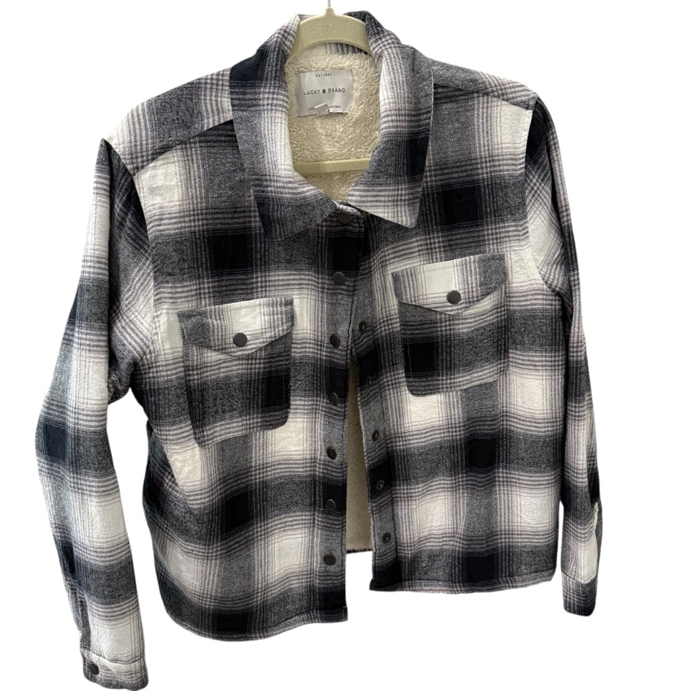 Lucky Brand jacket flannel shacket Cotton  Fleece Lined Sweater Jacket size M